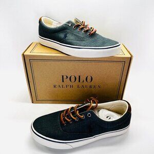 Polo Ralph Lauren Keaton Pony Sneaker Size 7.5 Chambray Herringbone Shoes